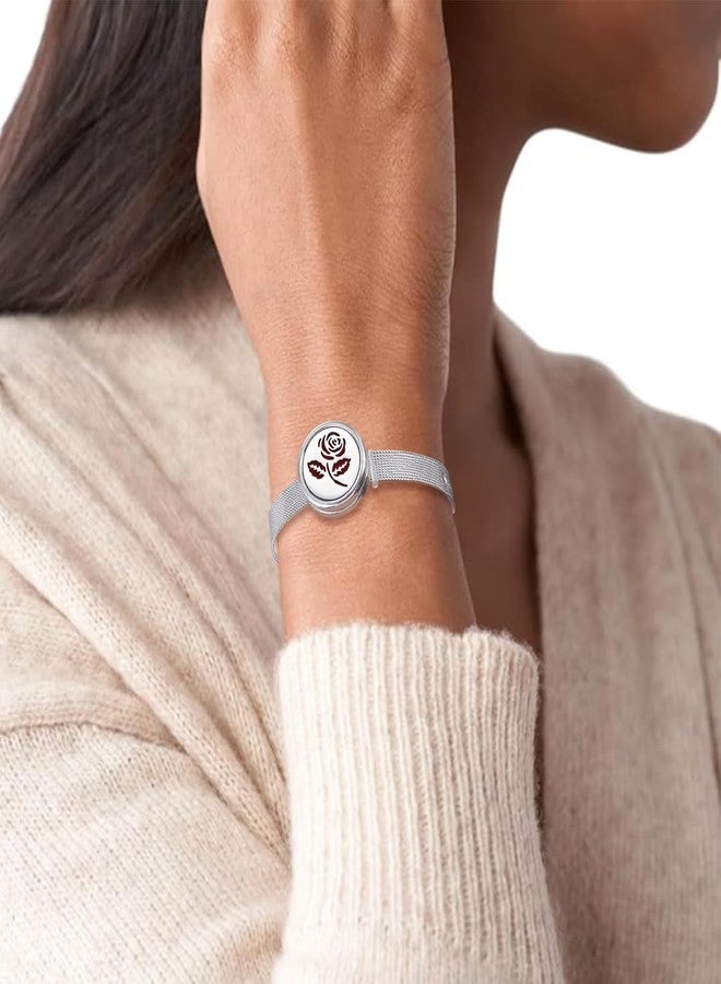 YWLI Essential Oil Diffuser Bracelet Aromatherapy Locket Adjustable Stainless Steel Rose Watch Chain Bracelet with 10 Pcs Refill Pads for Women - Image 5